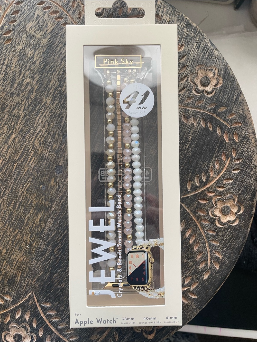Gold and White Beaded Apple Watch Jewelry Band - Women Jewelry